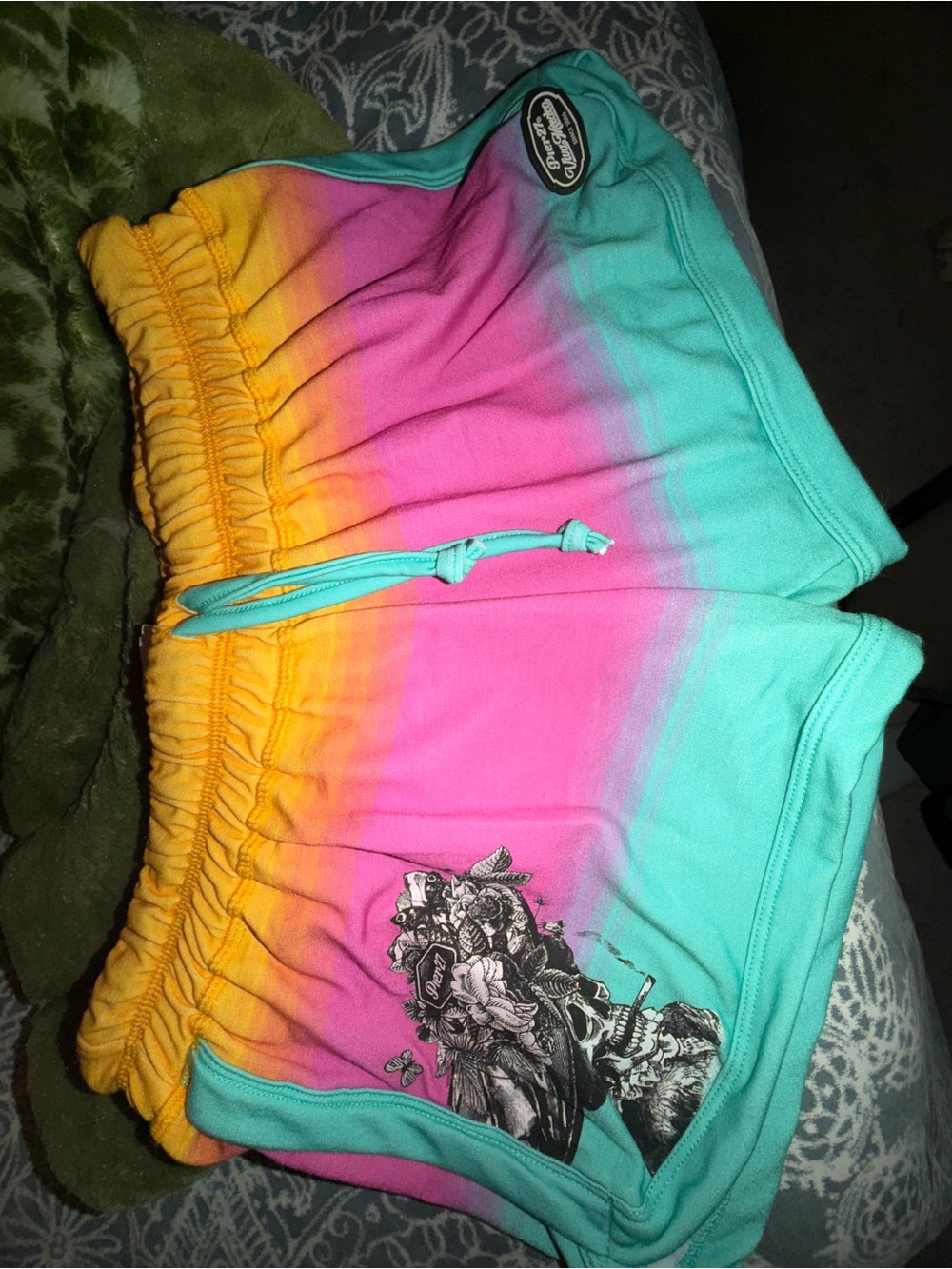 Girls' Ombre Pink Aqua Yellow Drawstring Shorts from Mexico